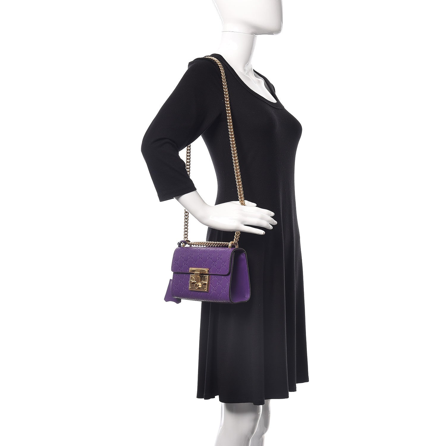 Gucci Guccissima Small Padlock Shoulder Bag Purple 2 of 10