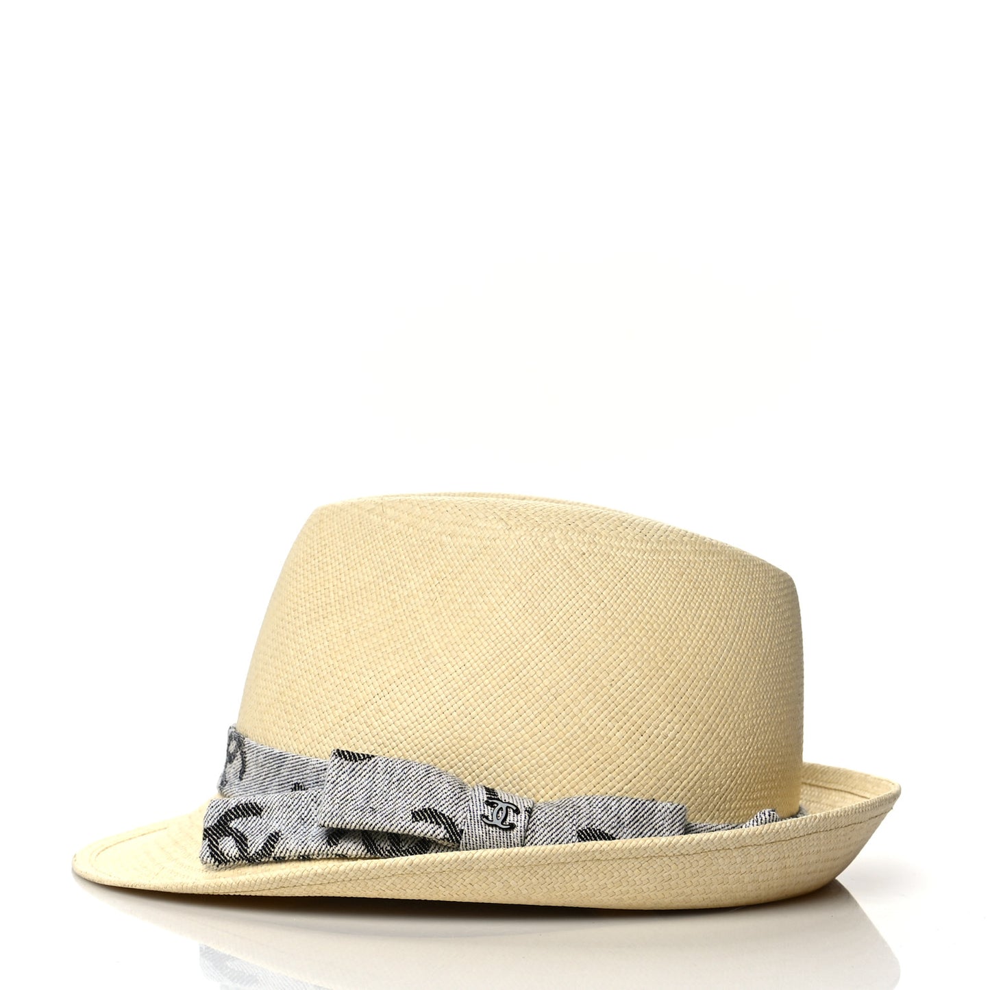 Straw CC Fedora Hat M Beige