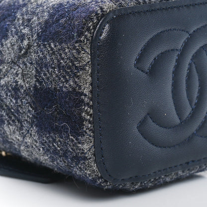 Chanel Wool Plaid Quilted Mini Vanity Case With Chain Blue 10 of 12