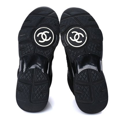 Chanel Fabric Calfskin Suede CC Sneakers 38 Black 6 of 7