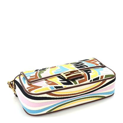 Fendi X SARA COLEMAN Canvas Vitello King Seta FF Fish Eye Embroidered Baguette  Grezzo Multicolor Ghianda 3 of 8