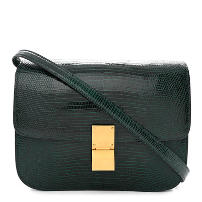 Celine Lizard Medium Classic Box Flap Bag Dark Green 1 of 11