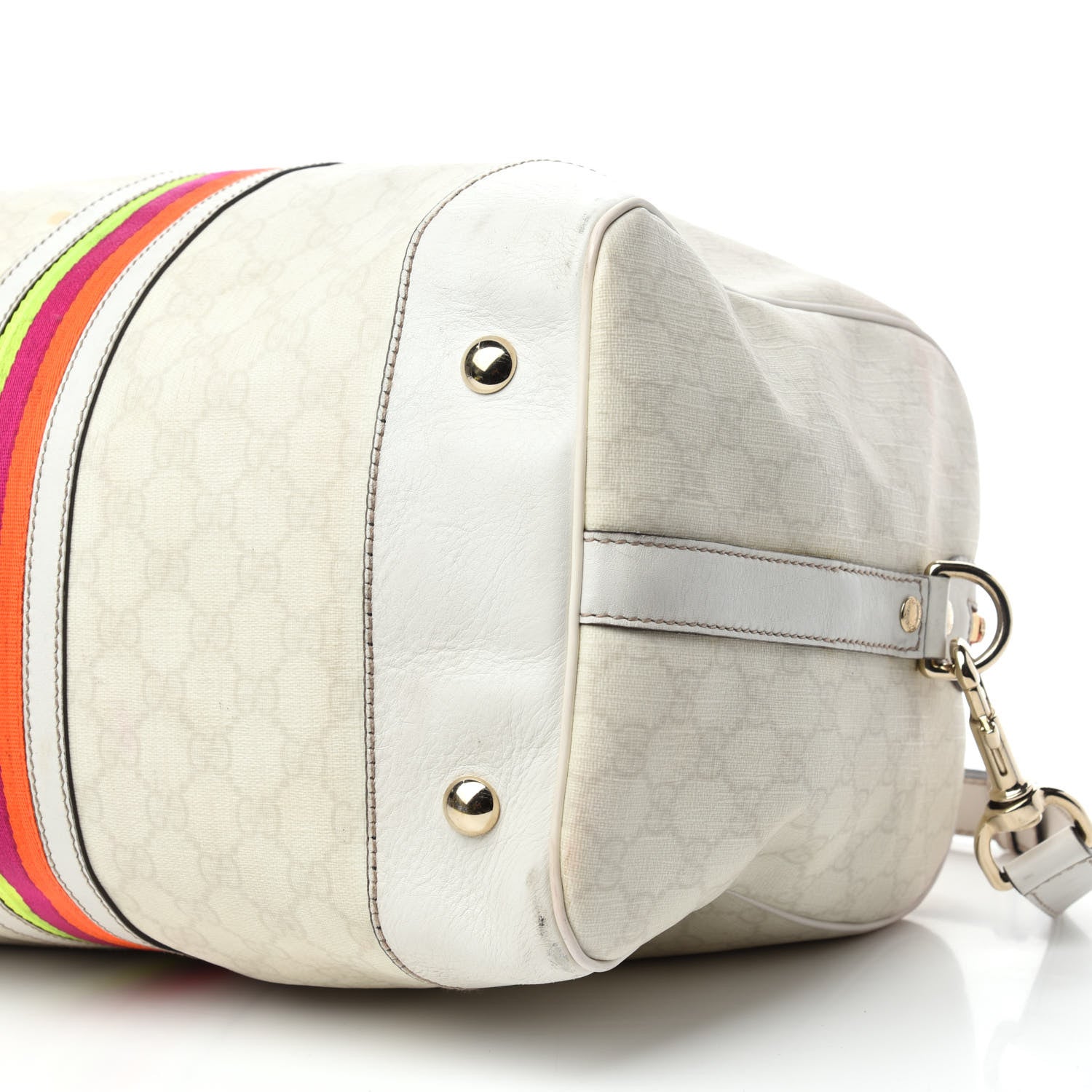 Gucci GG Plus Monogram Large Web Carry On Duffle Bag White 6 of 18