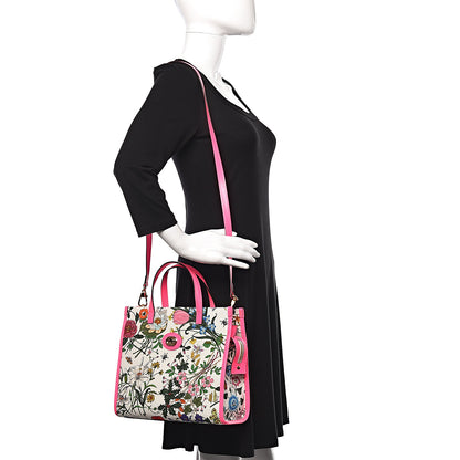 Gucci Canvas Medium Flora Tote Fuchsia 2 of 10