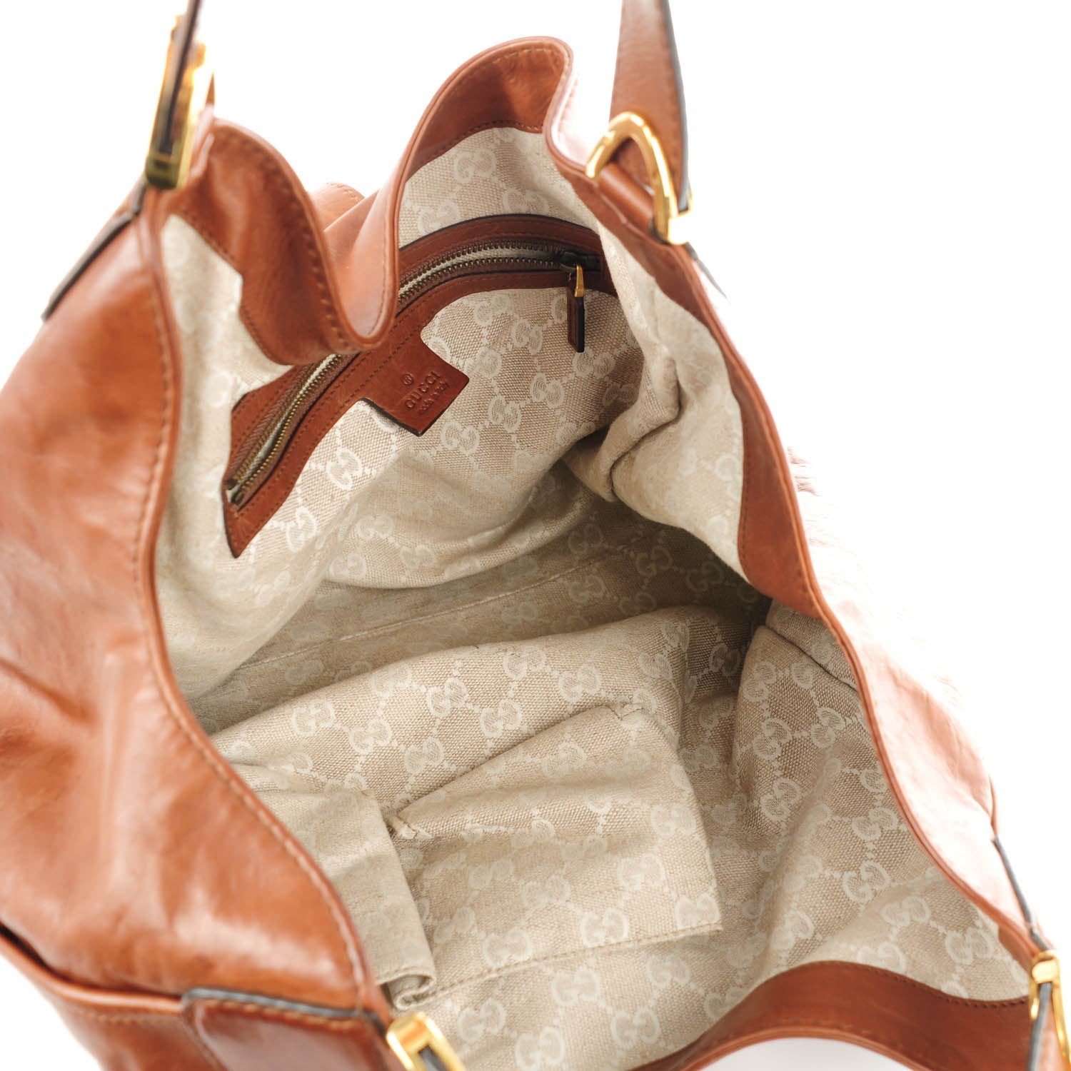 Gucci Washed Calfskin Medium Soft Stirrup Shoulder Bag Brown 8 of 9