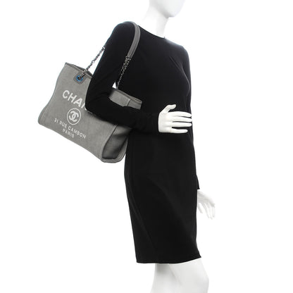 Chanel Canvas Small Deauville Tote Grey 2 of 7