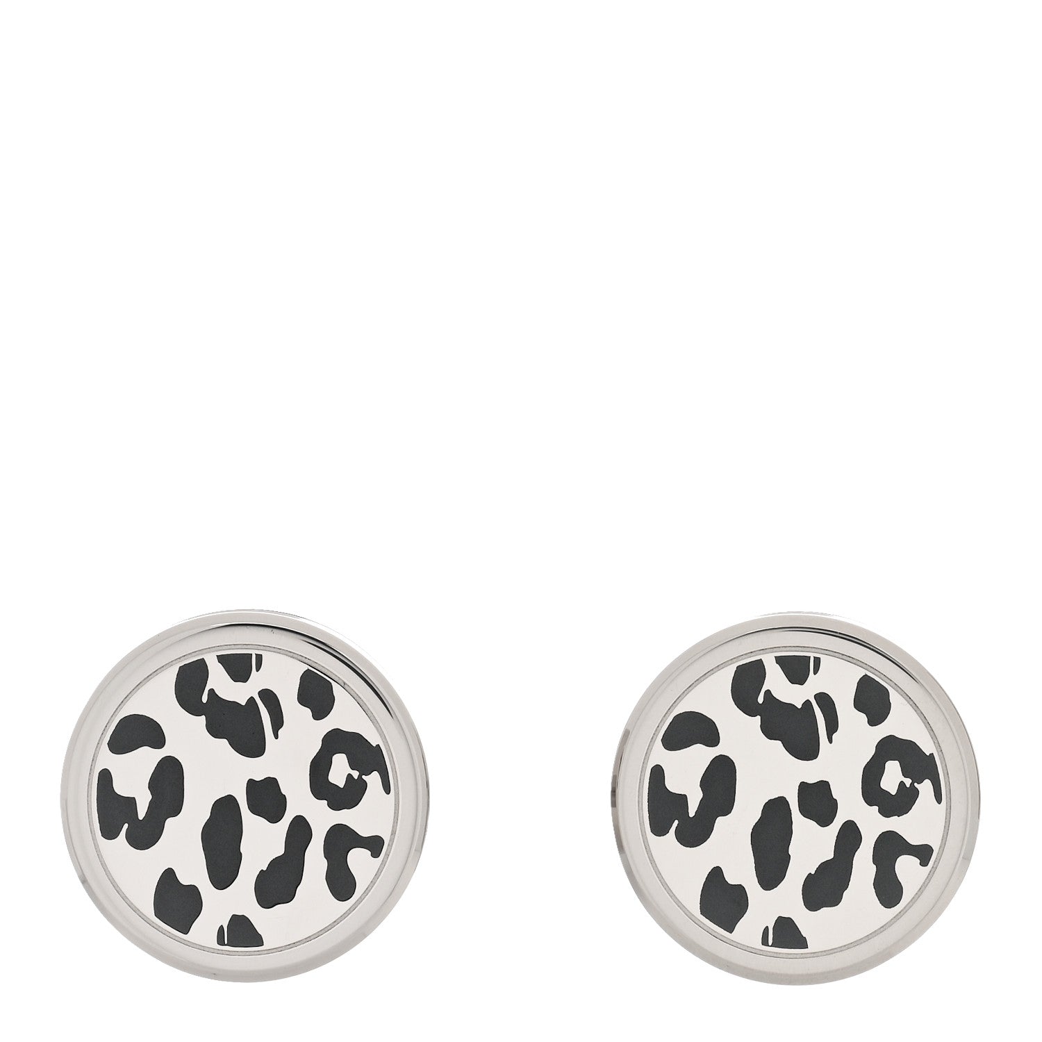 Cartier Sterling Silver Palladium Black Lacquer Panthere Cufflinks 1 of 6