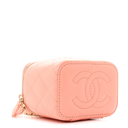 Chanel Lambskin Quilted Pearl Crush Mini Vanity Case With Chain Coral 4 of 12
