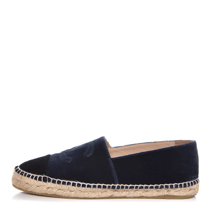 Chanel Velvet CC Espadrilles 41 Dark Navy Black 1 of 9