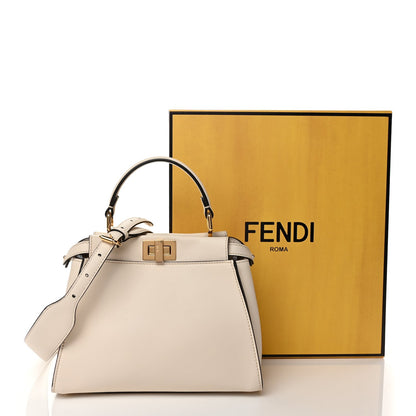 Fendi Vitello Seta Suede FF Mini Peekaboo Iconic Satchel Uovo Sigaro Marrone 11 of 11
