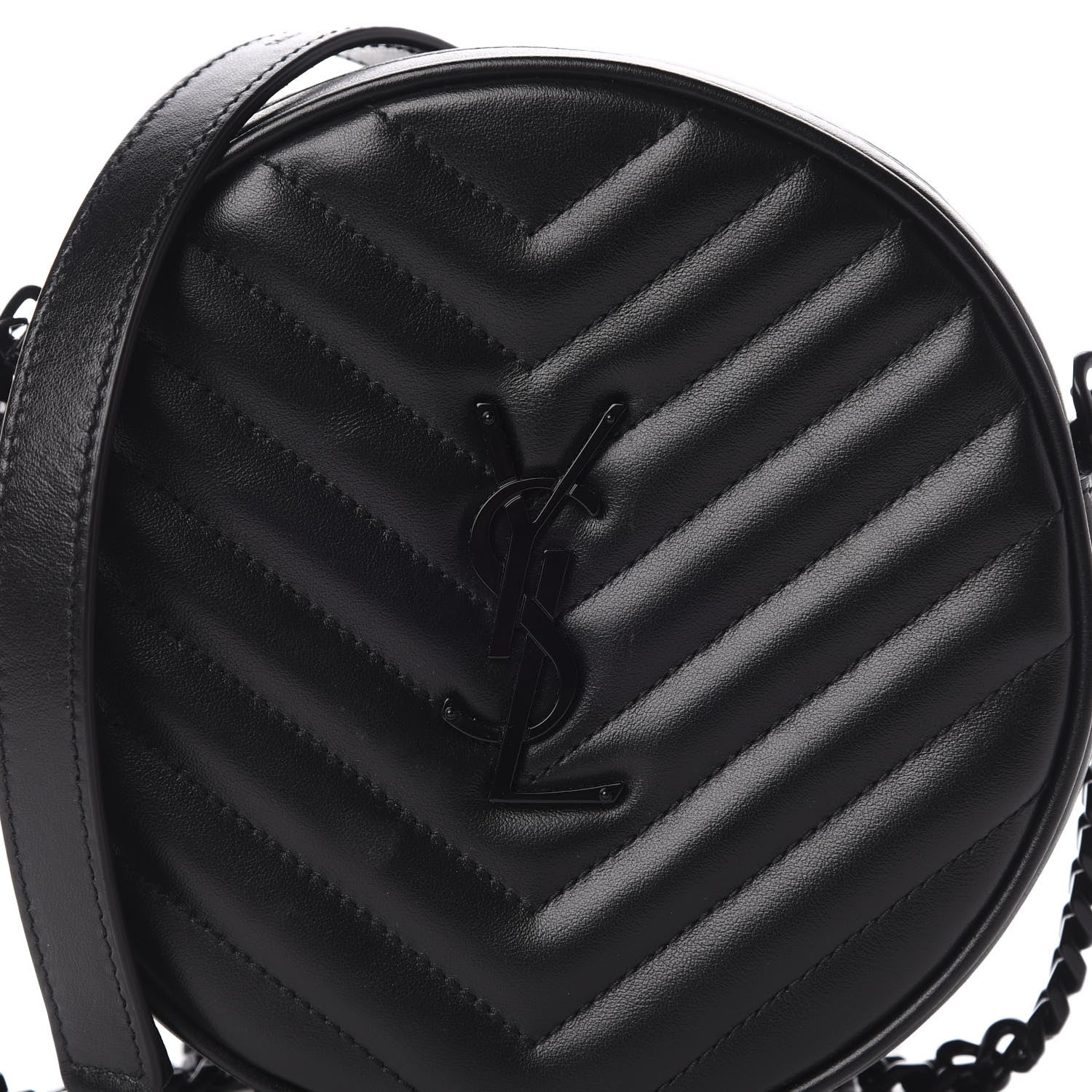 Saint Laurent Calfskin Matelasse Chevron Round Vinyle Camera Bag Black 10 of 12