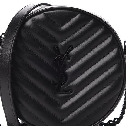 Saint Laurent Calfskin Matelasse Chevron Round Vinyle Camera Bag Black 10 of 12