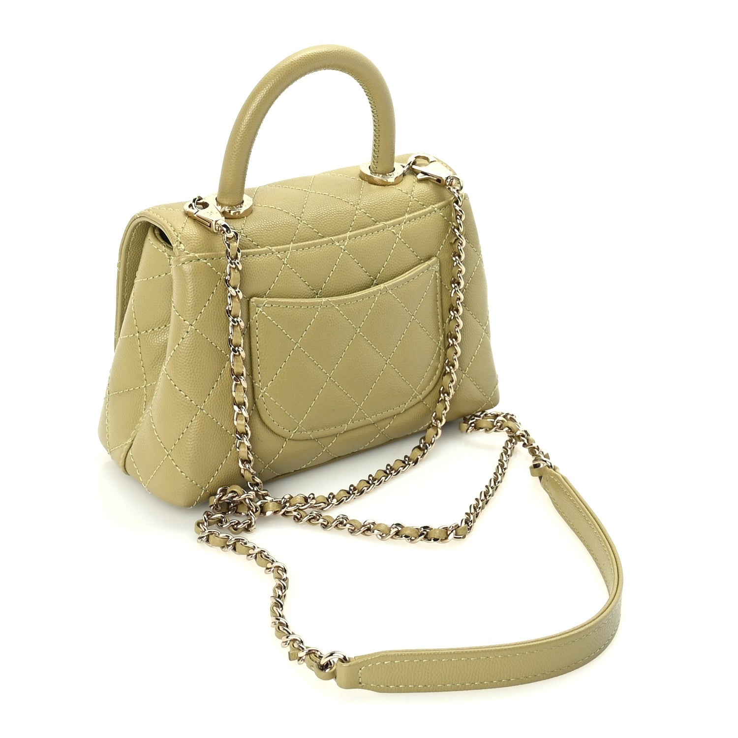 Chanel Caviar Quilted Extra Mini Coco Handle Flap Light Green 2 of 9