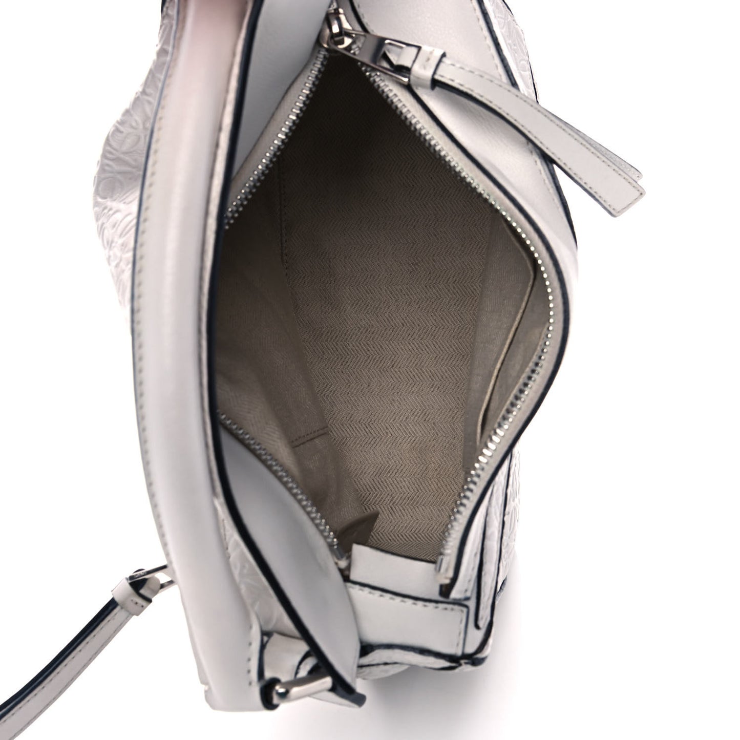 Calfskin Embossed Small Puzzle Bag White