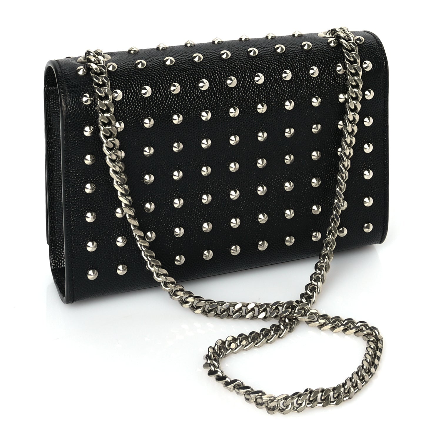 Saint Laurent Grain De Poudre Studded Small Classic Monogram Kate Satchel 2 of 8