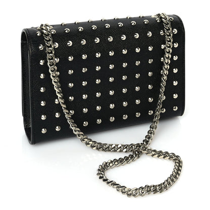 Saint Laurent Grain De Poudre Studded Small Classic Monogram Kate Satchel 2 of 8