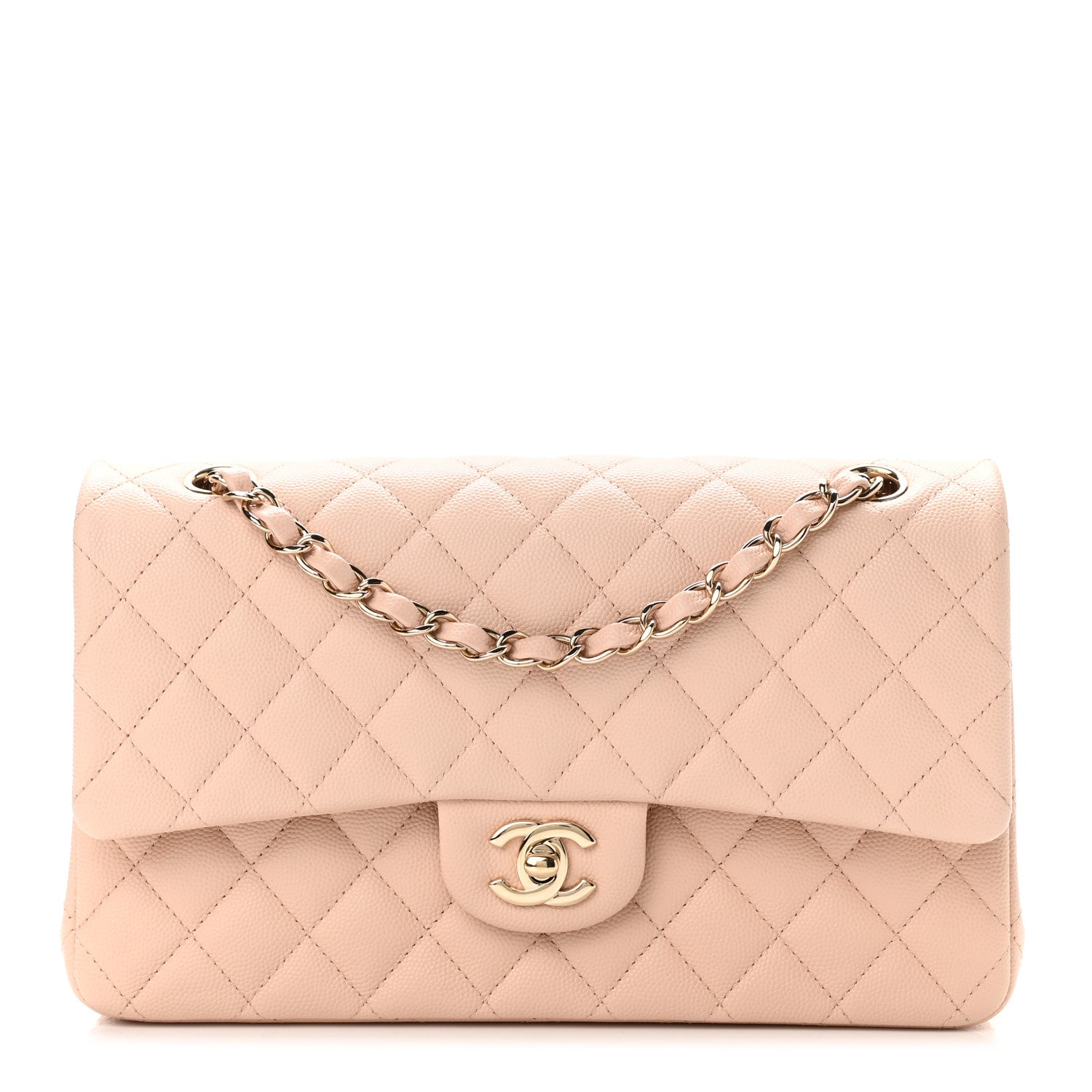 Chanel Caviar Quilted Medium Double Flap Light Beige 1 of 10