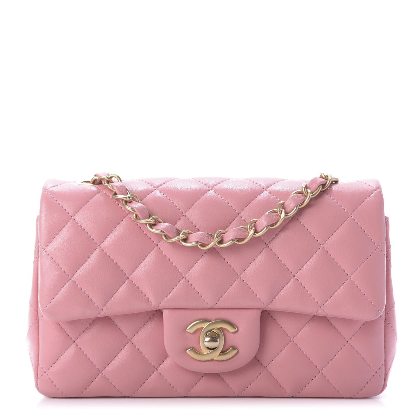 Lambskin Quilted Mini Rectangular Flap Pink