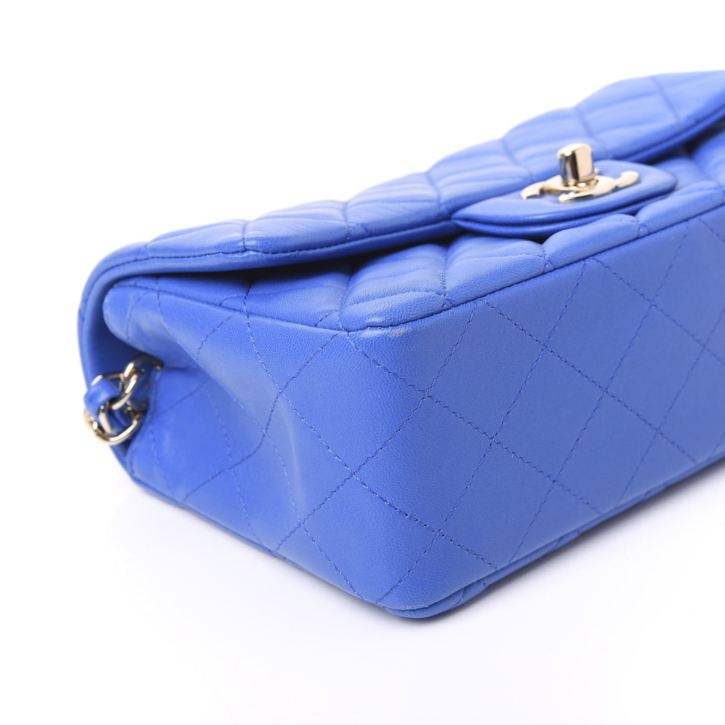 Lambskin Quilted Mini Rectangular Flap Blue