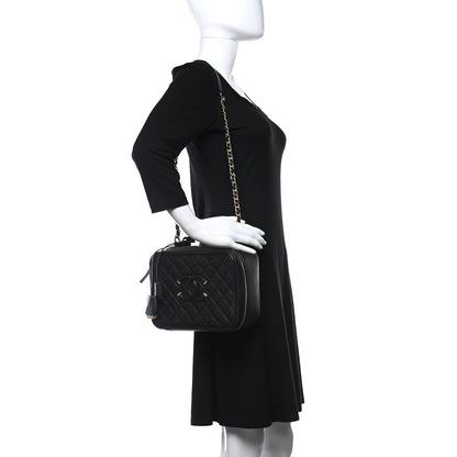 Chanel Caviar Quilted Large CC Filigree Vanity Case Black 2 of 11