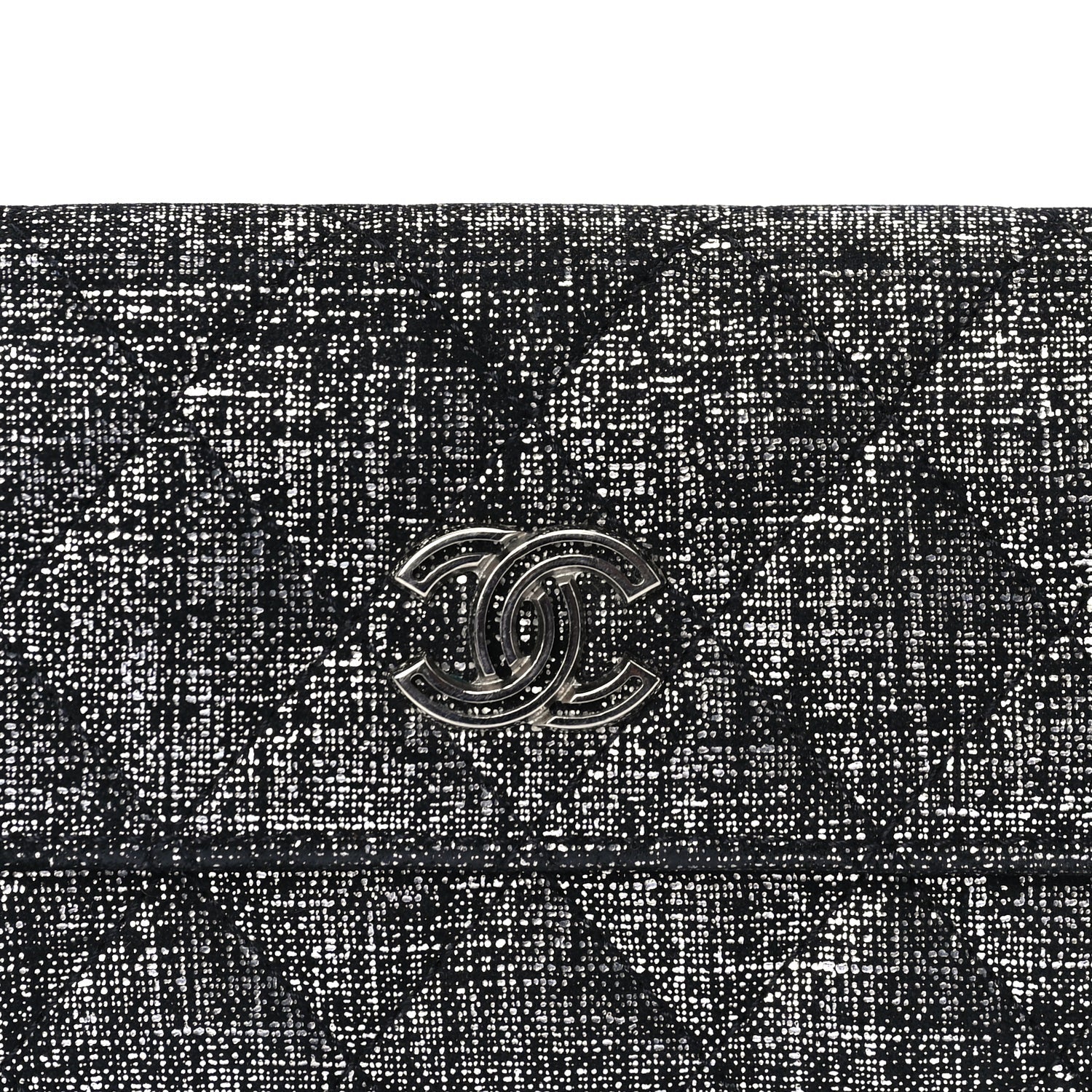 Chanel Glittered Calfskin Quilted Flap Card Holder Dark Grey 2 of 7