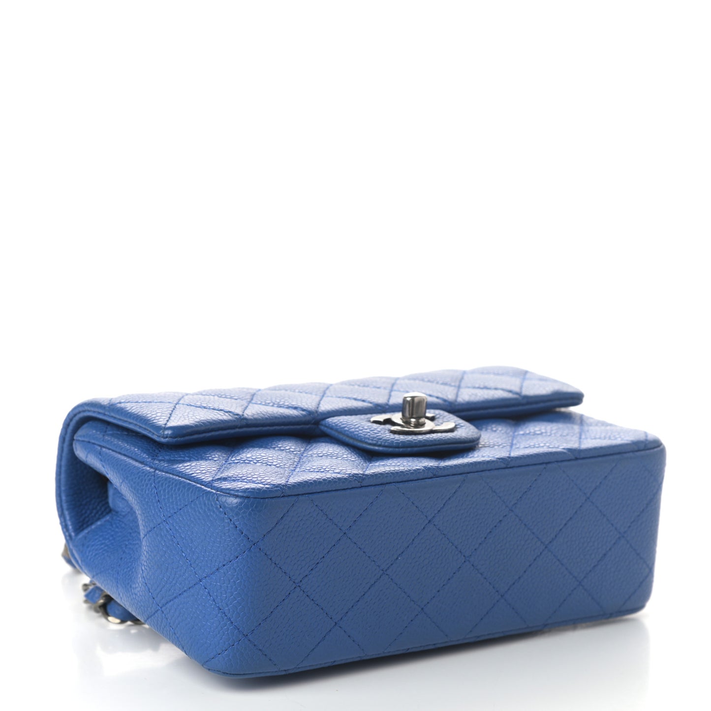 Caviar Quilted Mini Rectangular Flap Blue