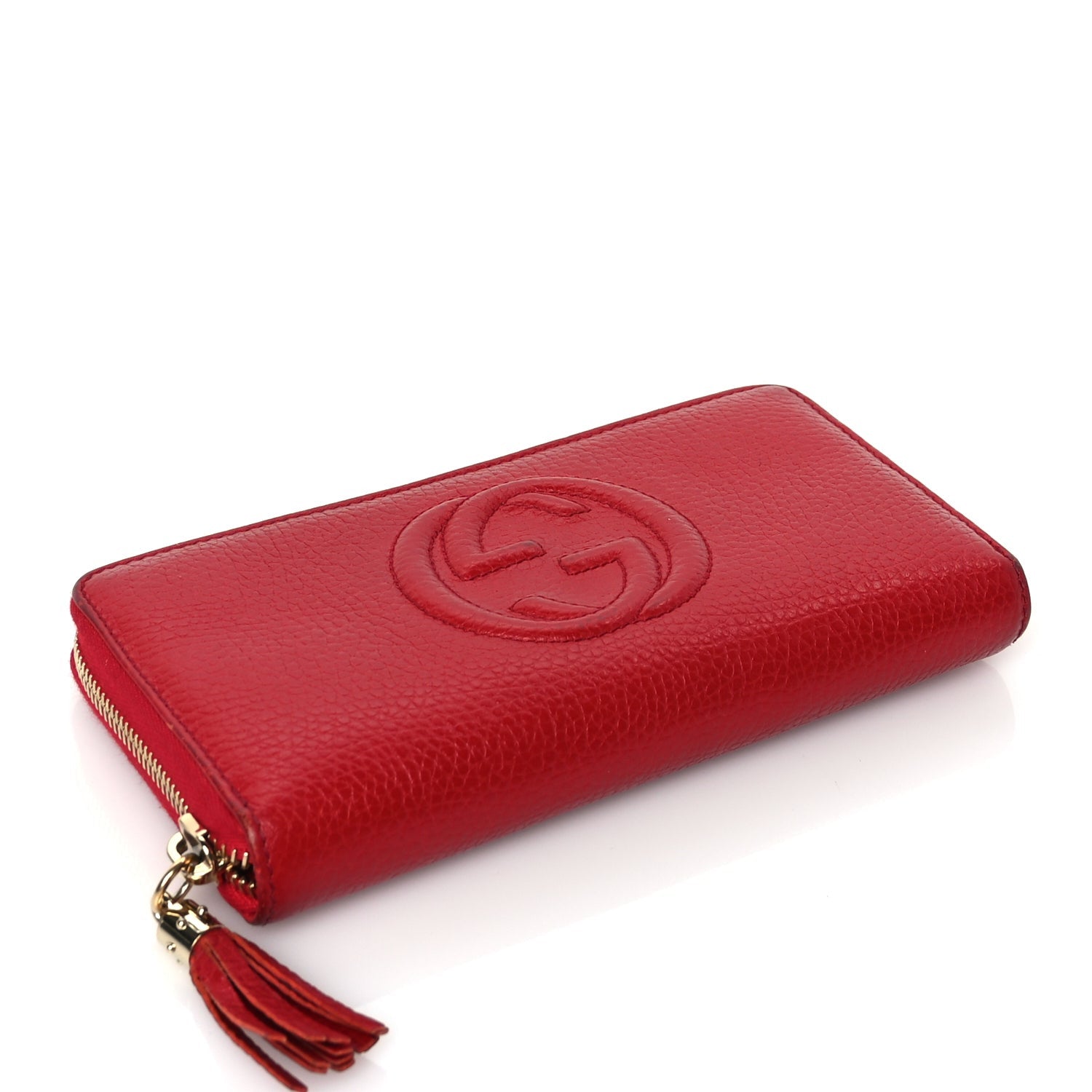 Gucci Pebbled Calfskin Soho Zip Around Wallet Red 4 of 8