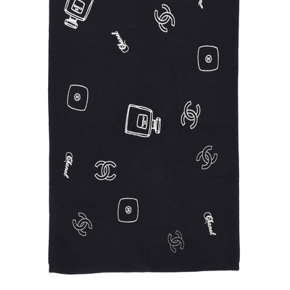 Chanel Wool Silk Cashmere CC Scarf Black 4 of 4