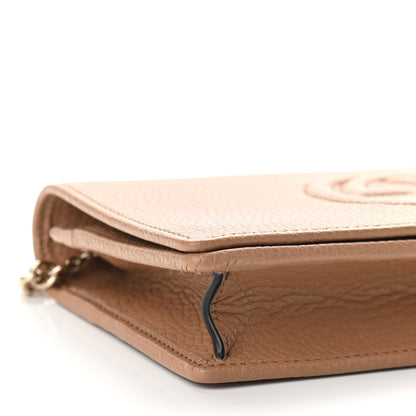 Gucci Pebbled Calfskin Soho Wallet on Chain Camelia 7 of 9