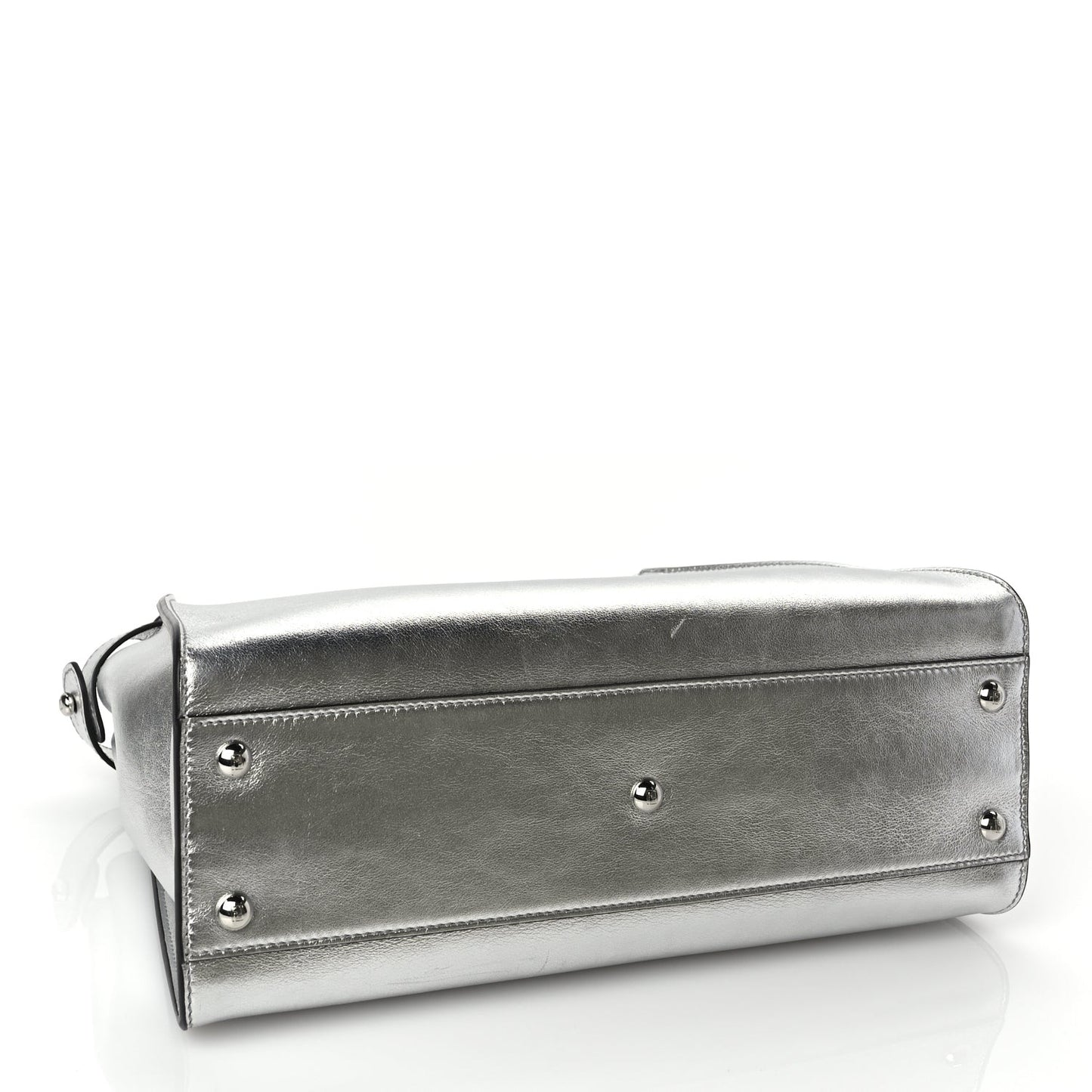 Vitello Catalan Mirror Medium Peekaboo Iconic Satchel Argento