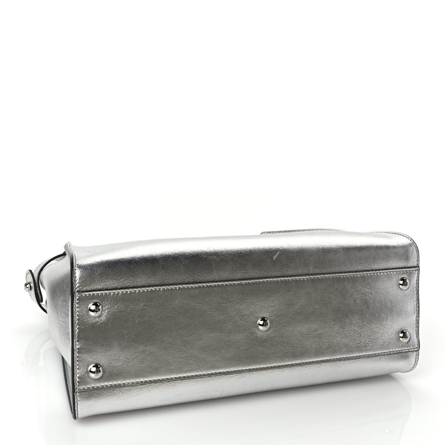 Fendi Vitello Catalan Mirror Medium Peekaboo Iconic Satchel Argento 3 of 8