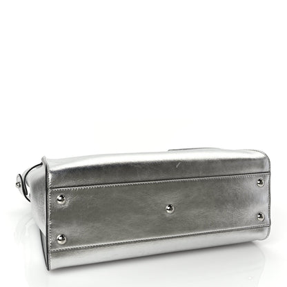 Fendi Vitello Catalan Mirror Medium Peekaboo Iconic Satchel Argento 3 of 8