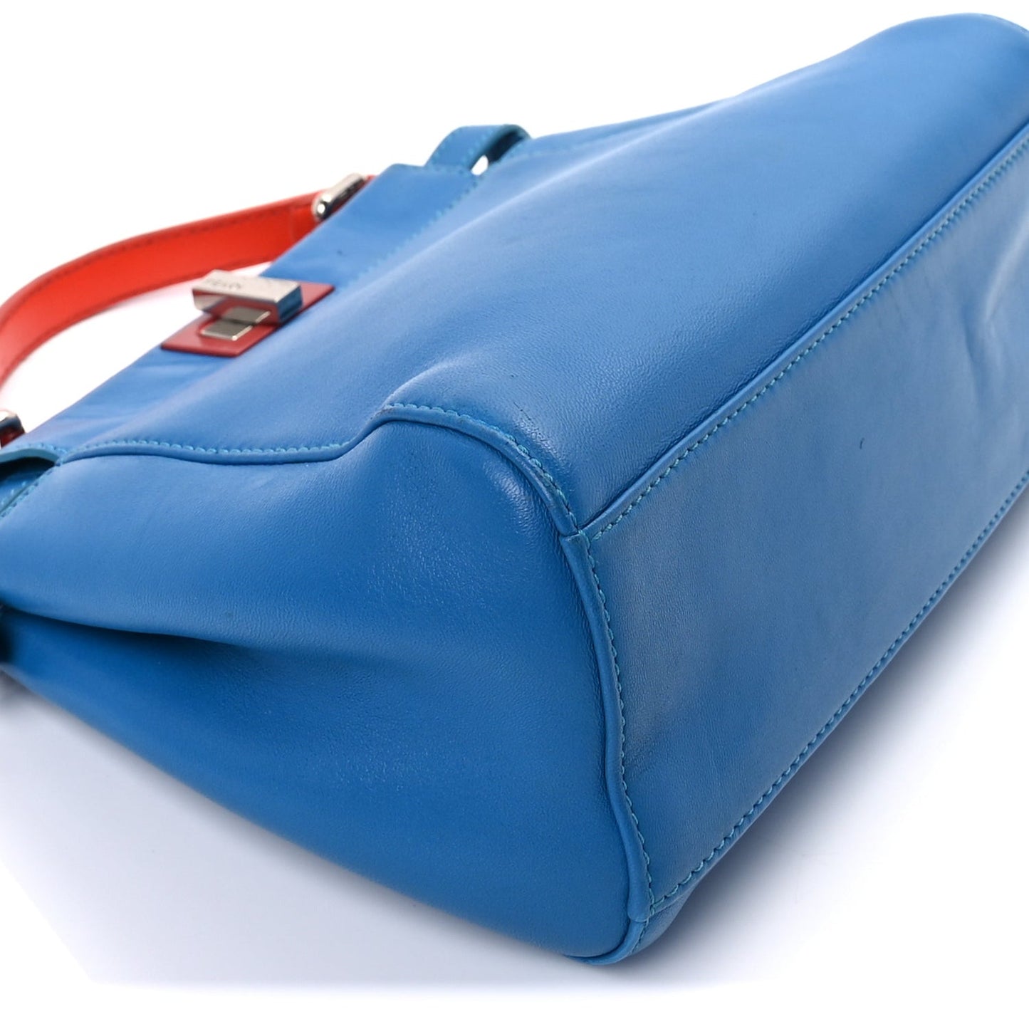 Nappa Colorblock Mini Peekaboo Iconic Satchel Blue Royal Papavero Cuoio