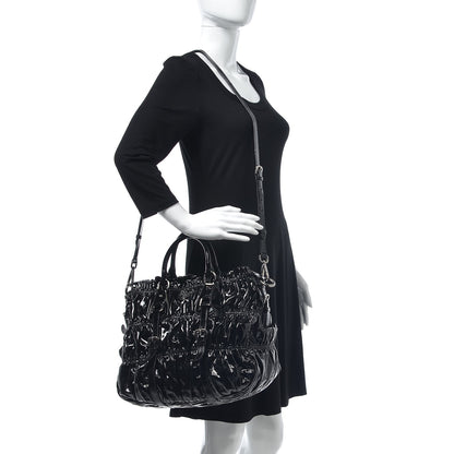 Prada Vernice Gaufre Tote Black 2 of 12