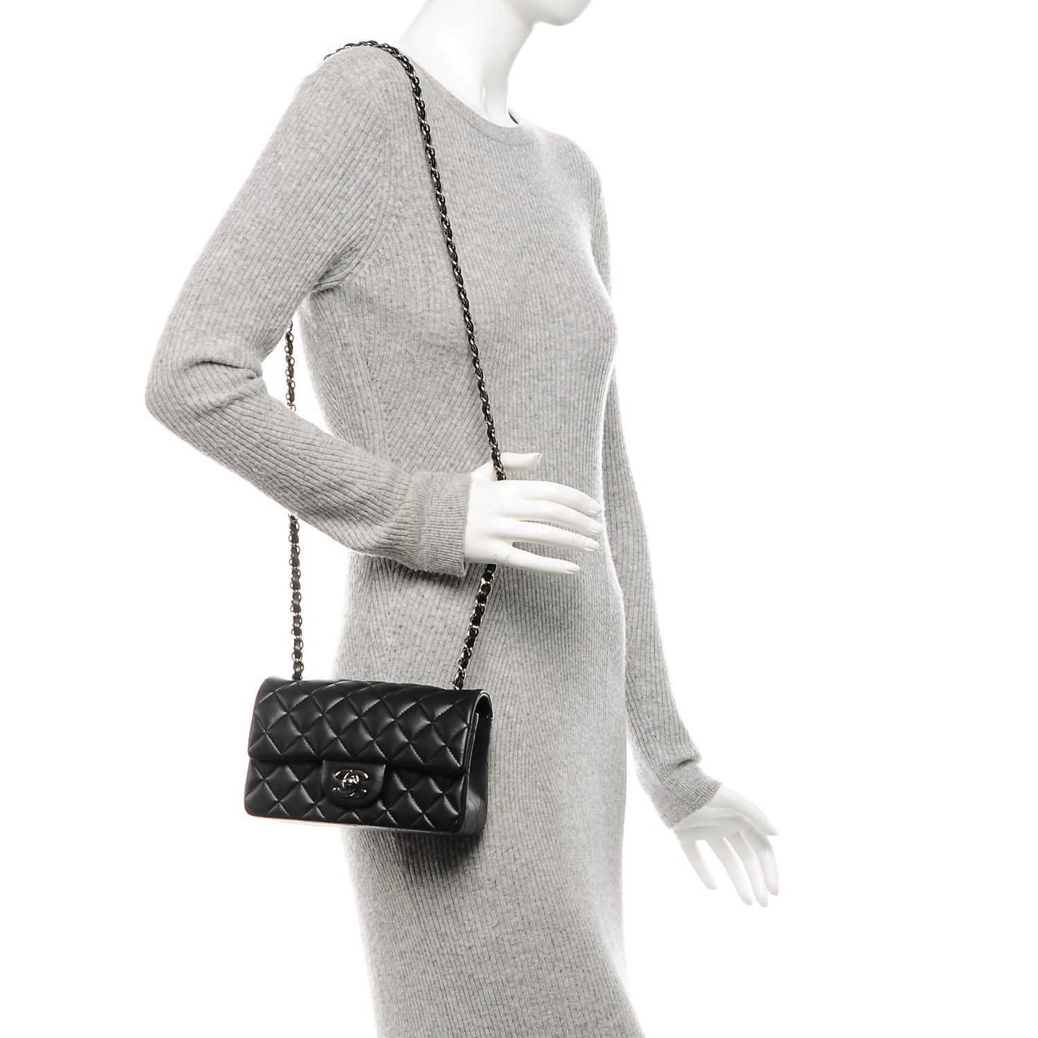 Chanel Lambskin Quilted Mini Rectangular Flap Black 2 of 7