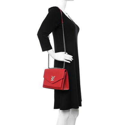 Louis Vuitton Soft Calfskin Mylockme Chain Bag BB Rubis 2 of 9