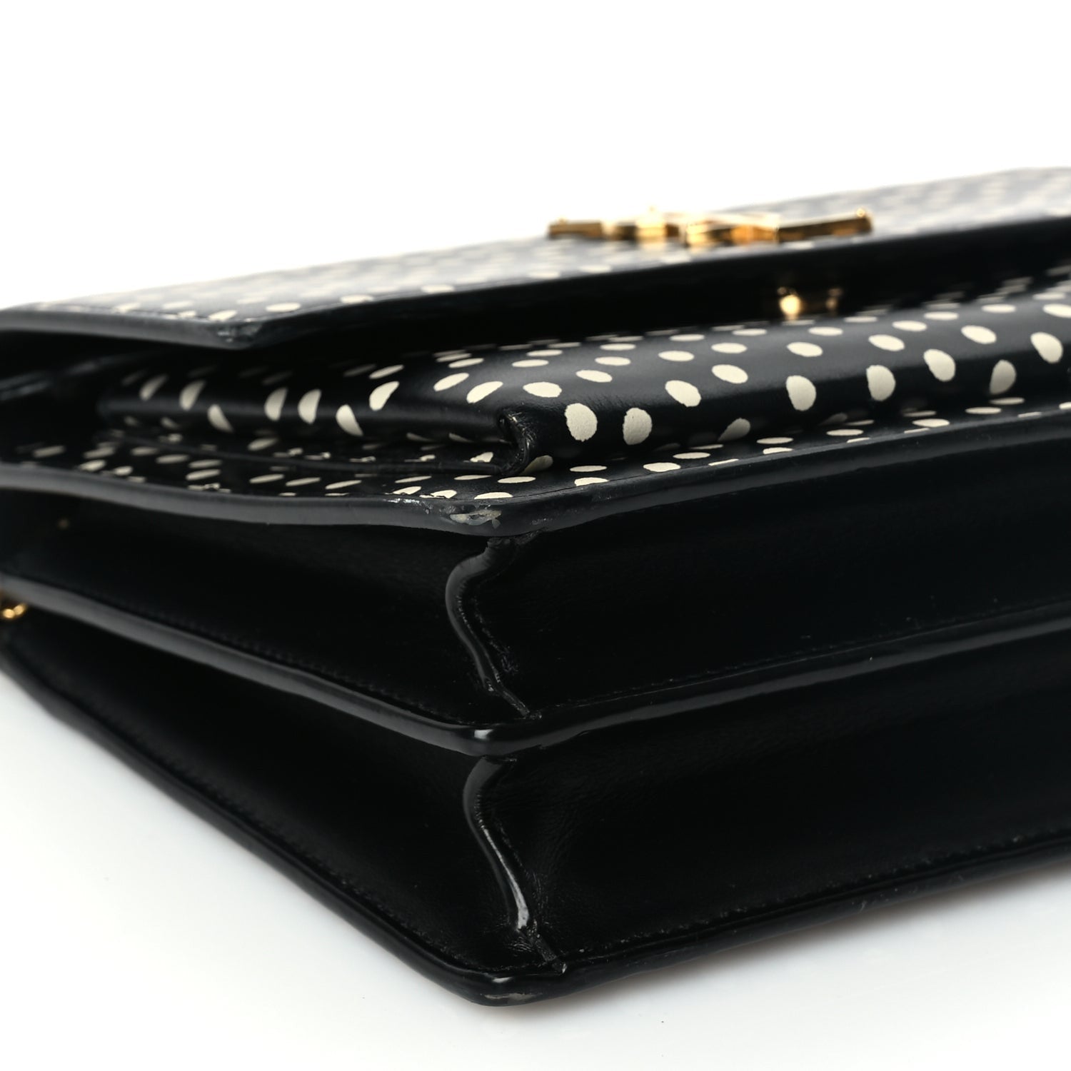Saint Laurent Calfskin Polka Dot Medium Monogram Sunset Black Crema Soft 7 of 8