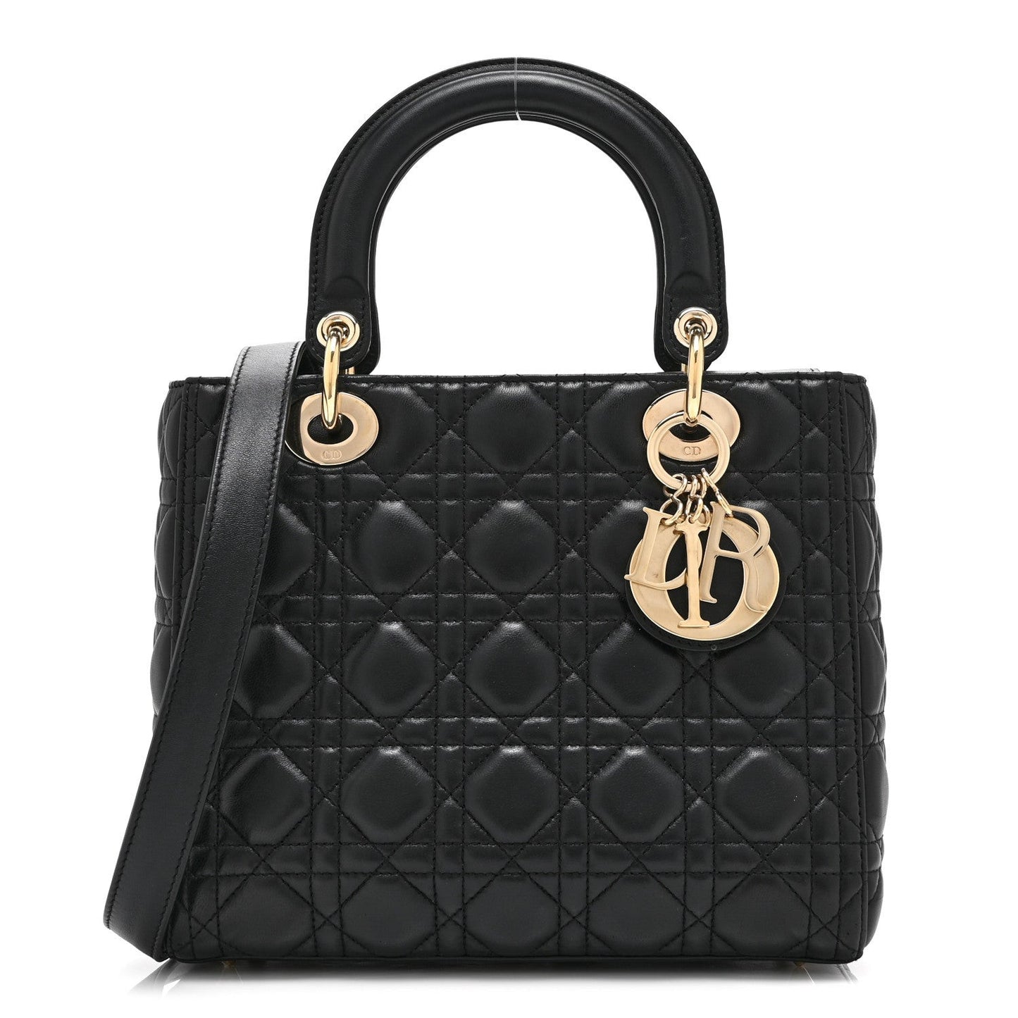 Lambskin Cannage Medium Lady Dior  Black