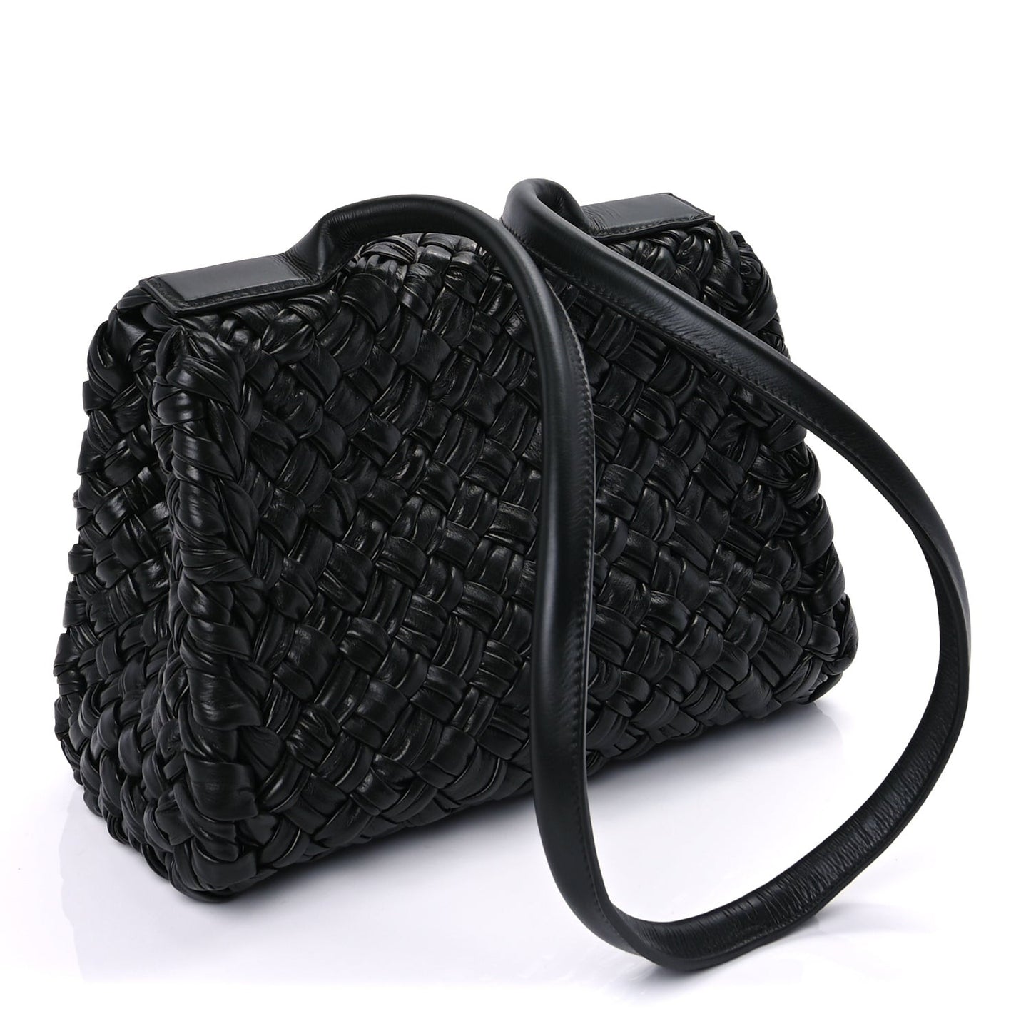 Calfskin Intreccio Desiree Shoulder Bag Dark Green