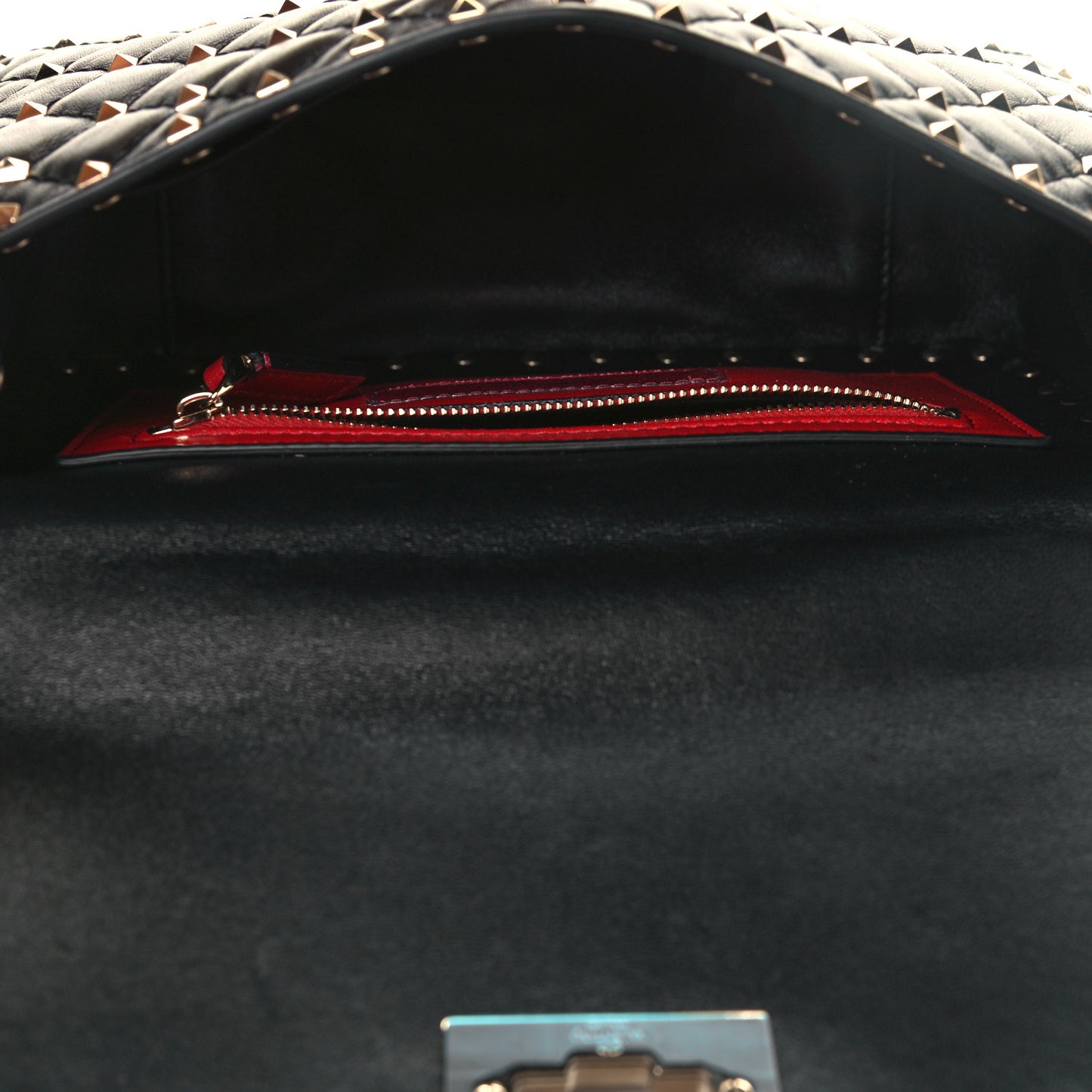 Lambskin Medium Rockstud Spike Shoulder Bag Black