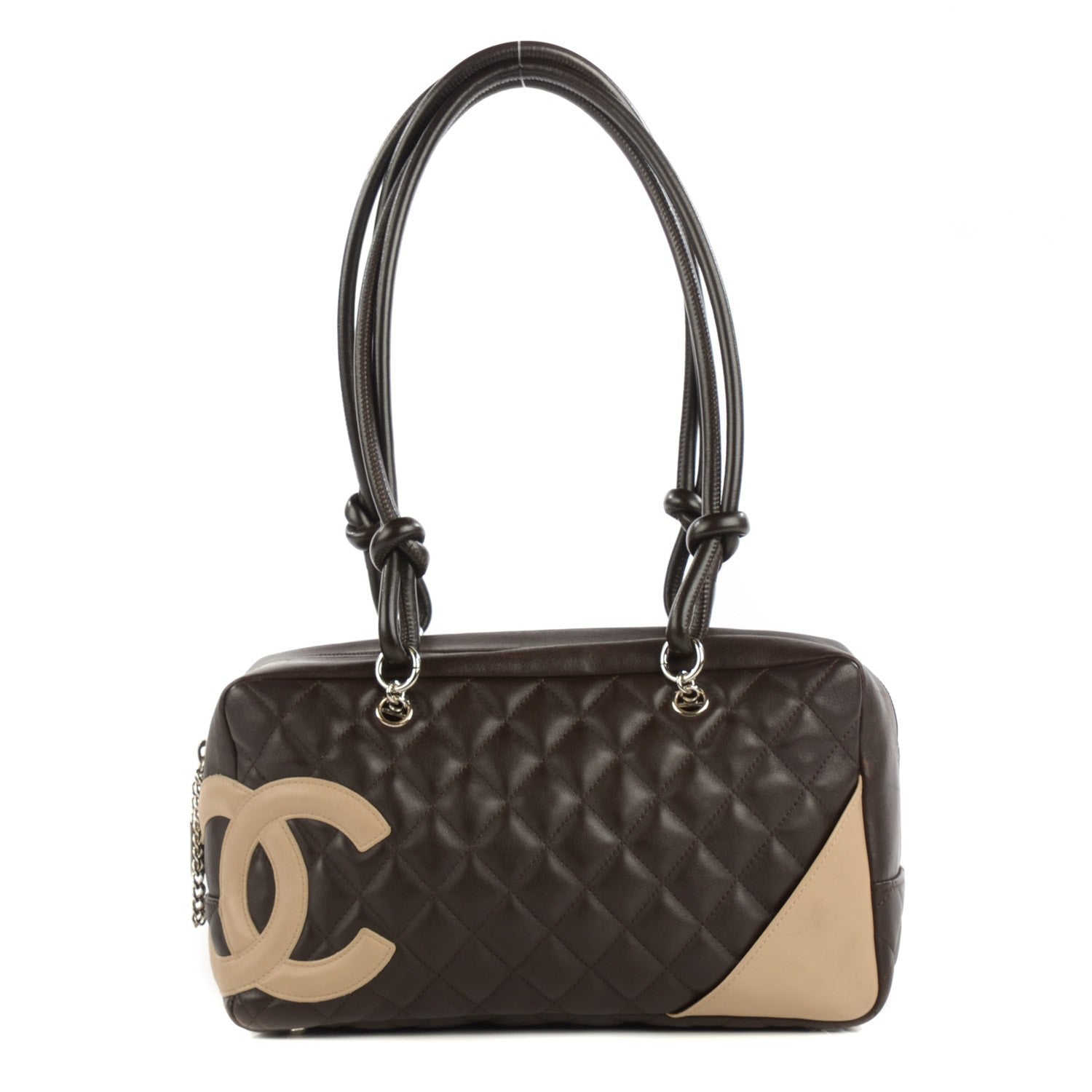 Chanel Calfskin Quilted Cambon Large Bowler Brown Beige 1 of 7