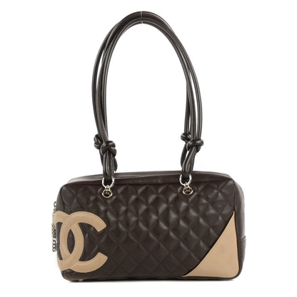 Chanel Calfskin Quilted Cambon Large Bowler Brown Beige 1 of 7