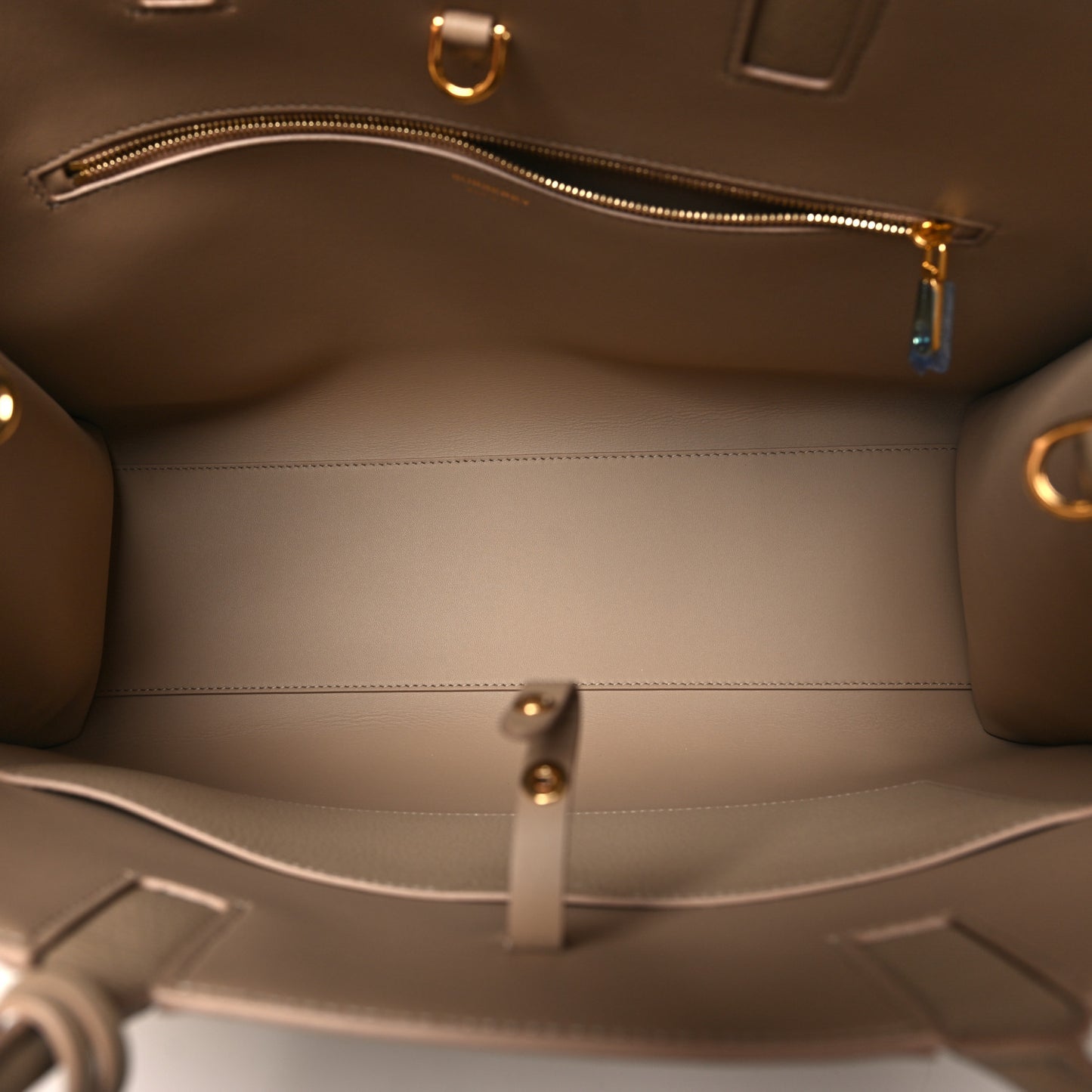 Grained Calfskin Medium Frances Tote Oat Beige