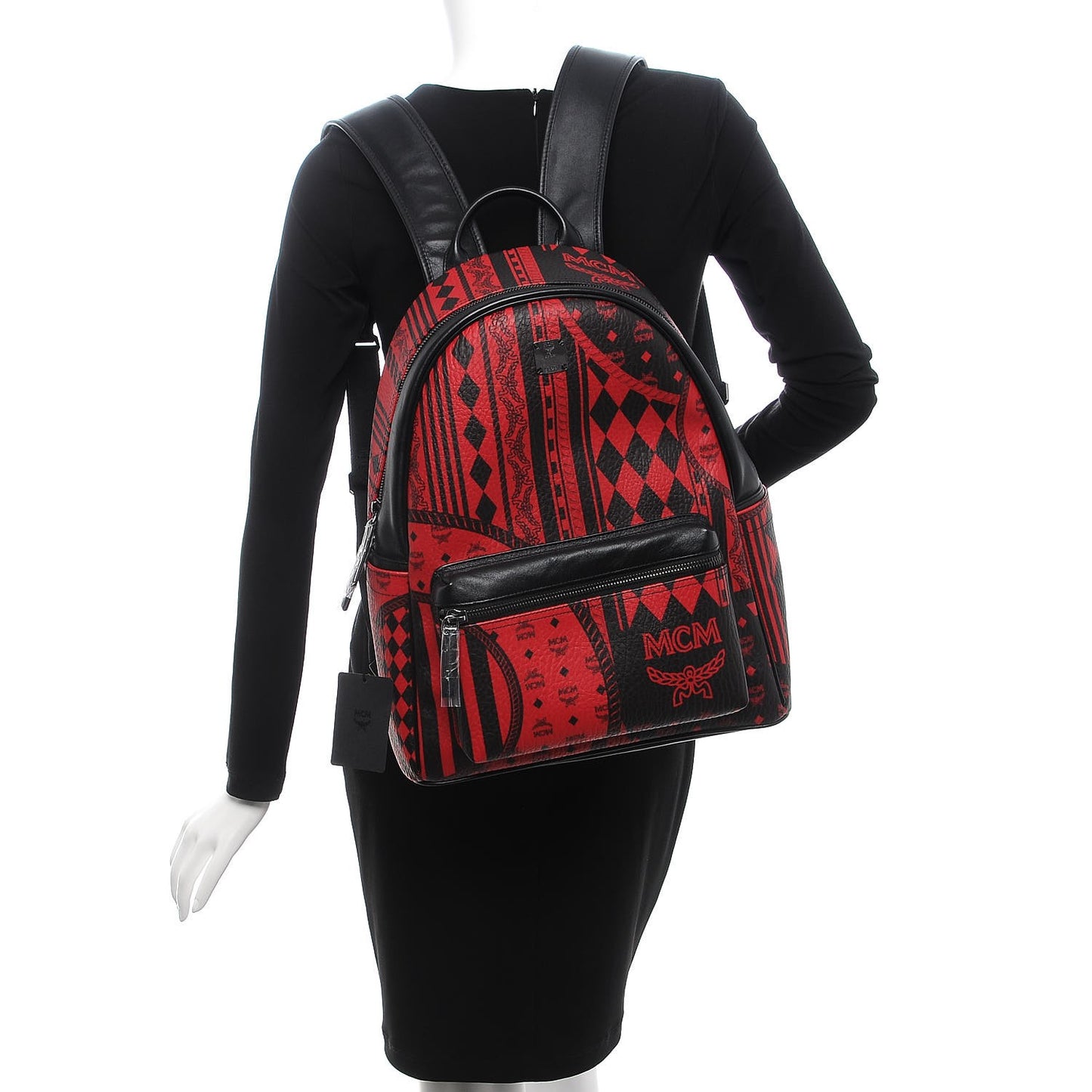 Visetos Baroque Print Medium Stark Backpack Black Red