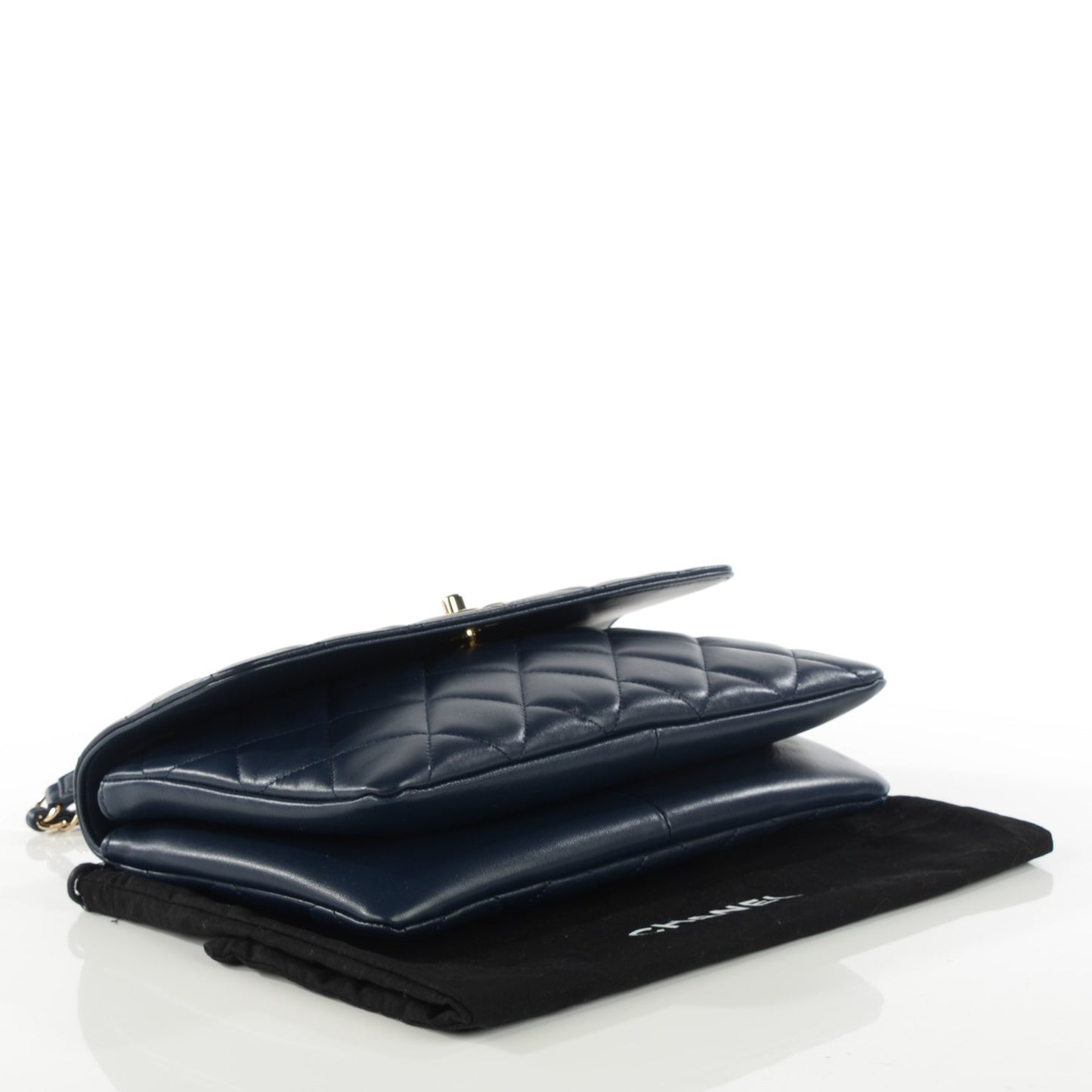 Lambskin Quilted Medium Trendy CC Flap Navy Blue