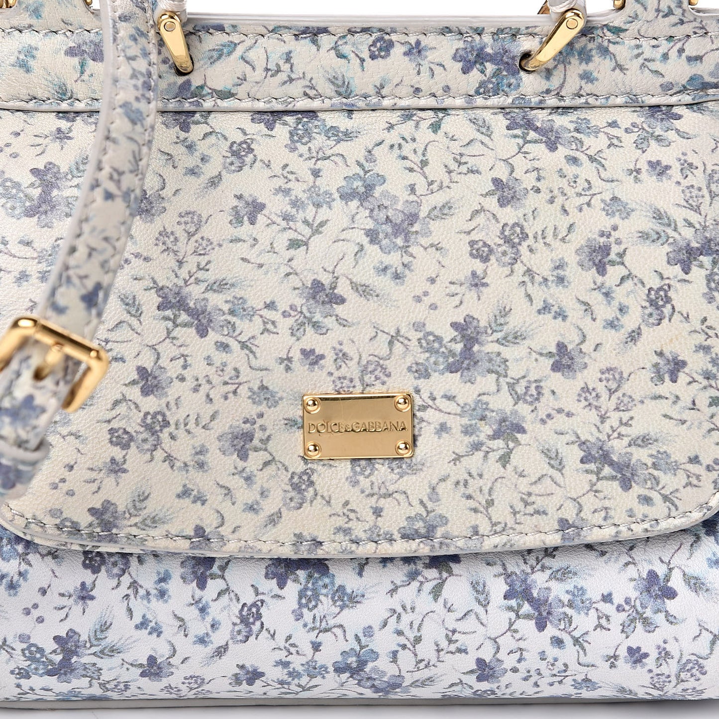 Dauphine Floral Print Micro Miss Sicily Satchel Blue White