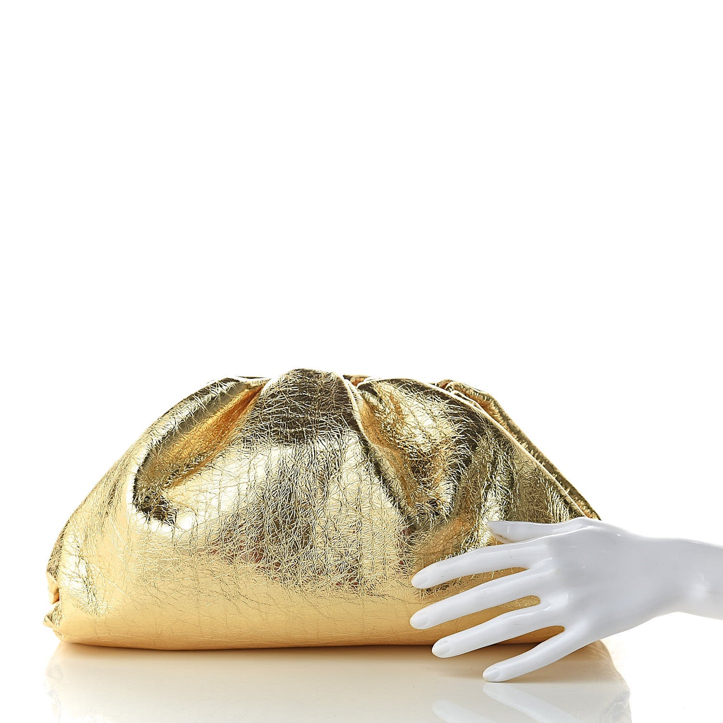 Metallic Crinkled Lambskin The Pouch Oversized Clutch Oro