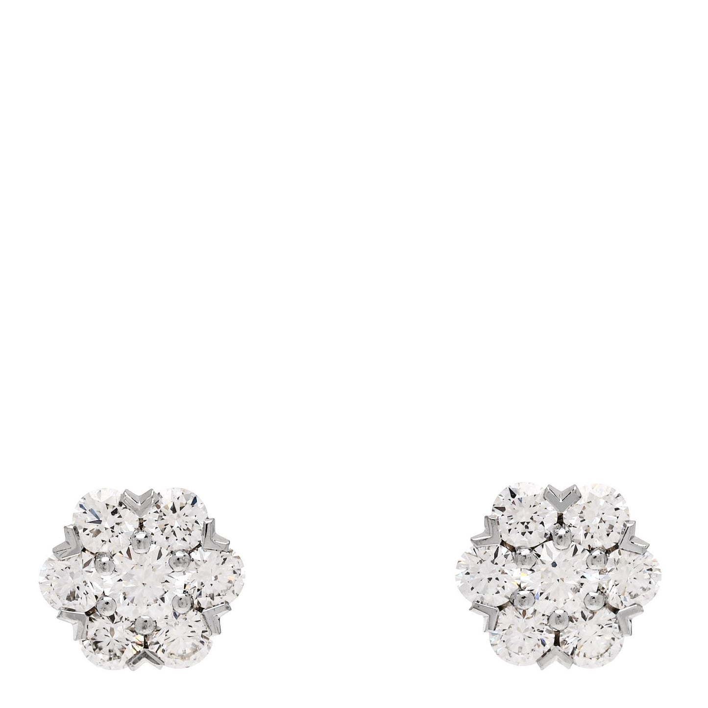 18K White Gold Diamond Fleurette Earrings