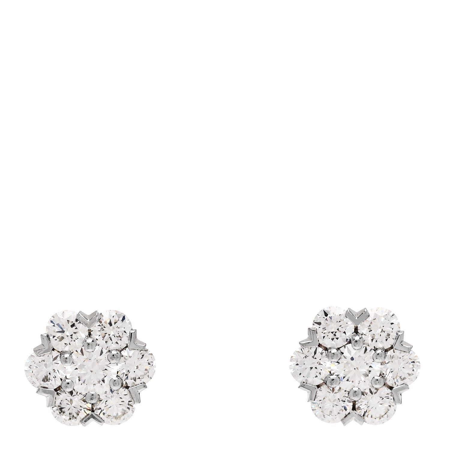 Van Cleef & Arpels 18K White Gold Diamond Fleurette Earrings 1 of 5