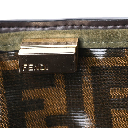 Fendi Camoscio Glazed Fabric FF 1974 Large Peekaboo X-Lite  Amazzonia Mogano Panna 5 of 7